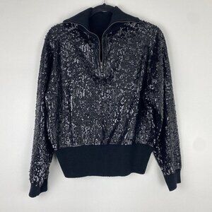 J. Crew Collection Women's Sequin Reversible Zip Up Turtleneck Sweater Size L